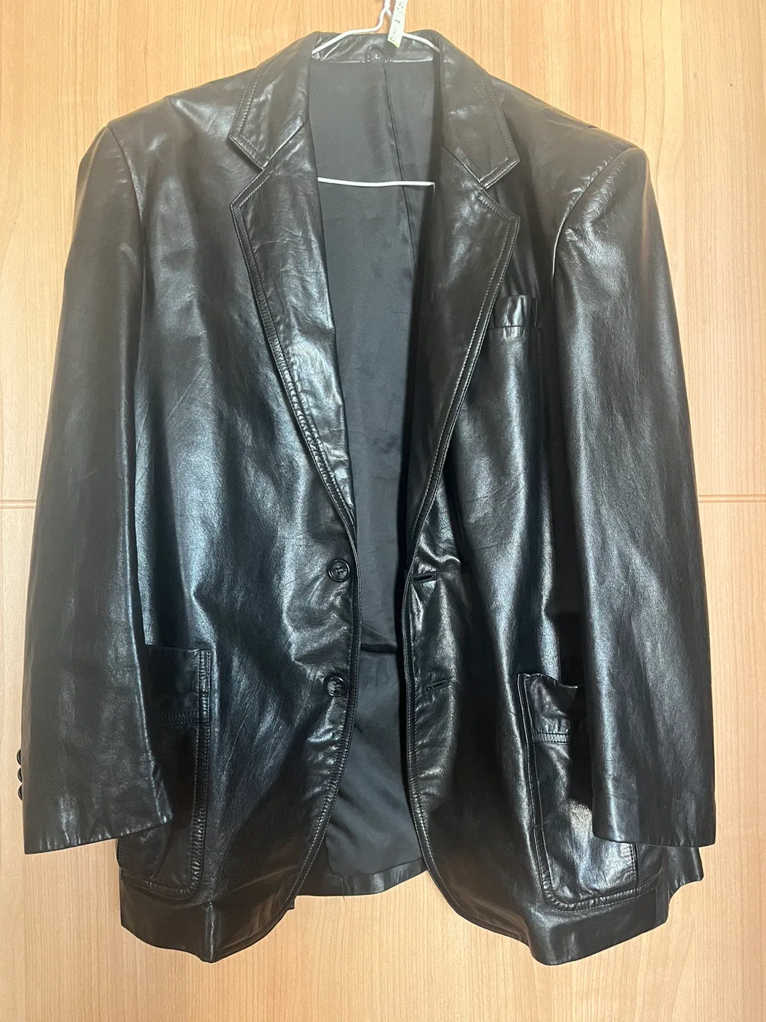 오버핏 블랙 리얼 가죽 자켓