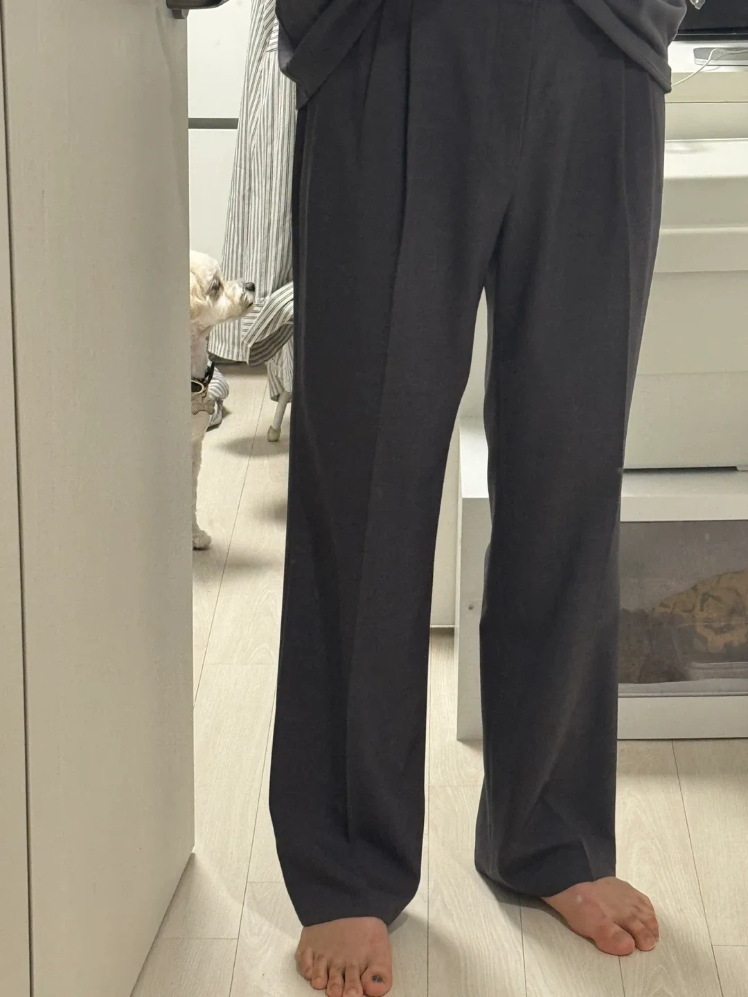 그레이 슬랙스 세미와이드 팬츠 XL 33-34