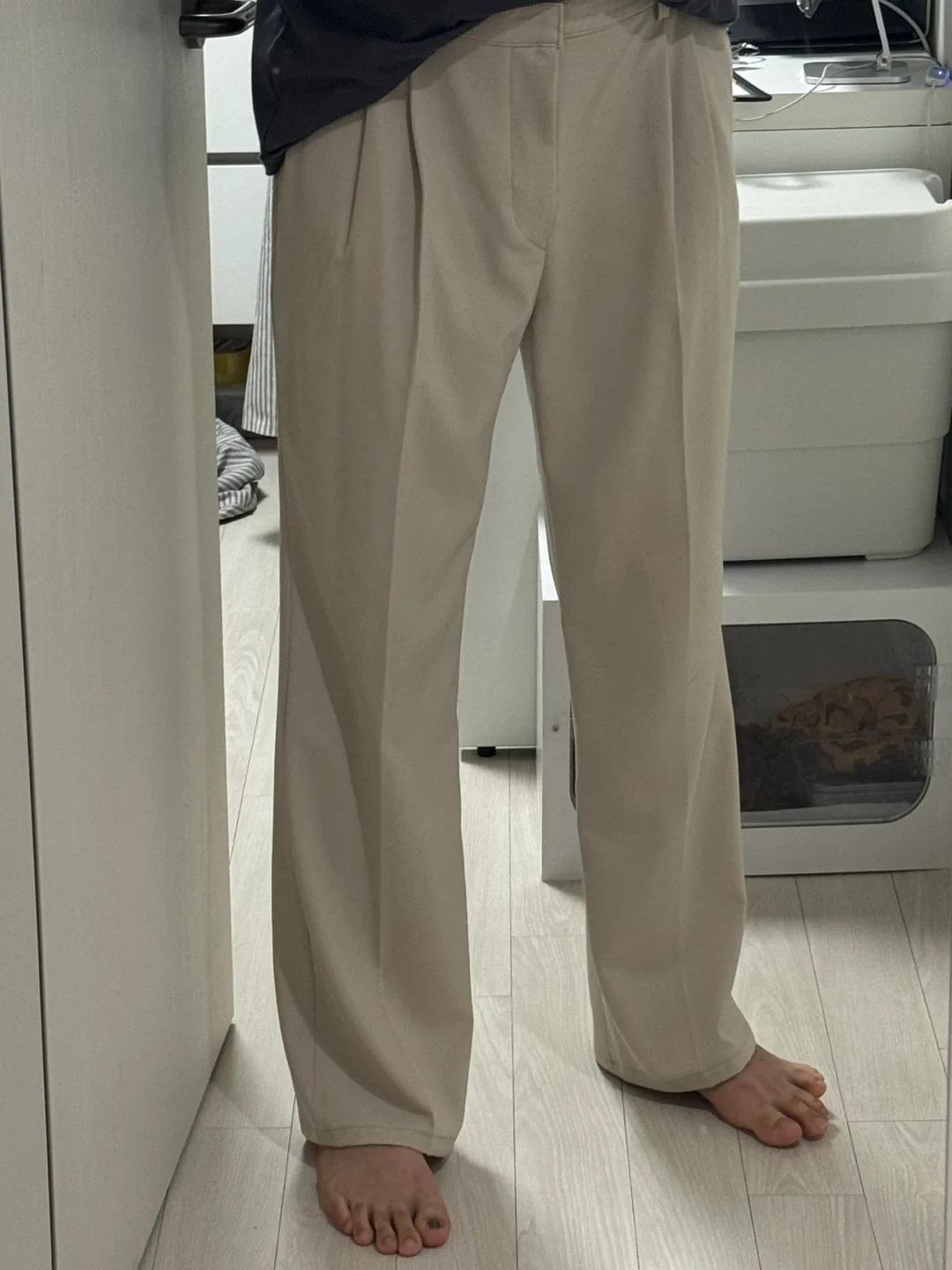 아이보리 세미 와이드 슬랙스 바지 팬츠 XL 33-34