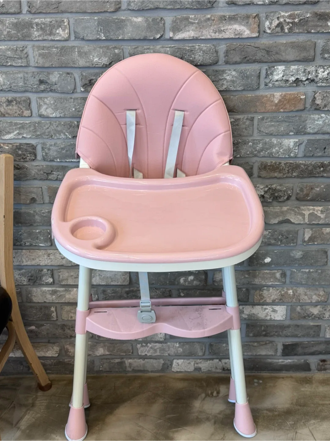 핑크 유아 식탁의자 + 트레이 세트