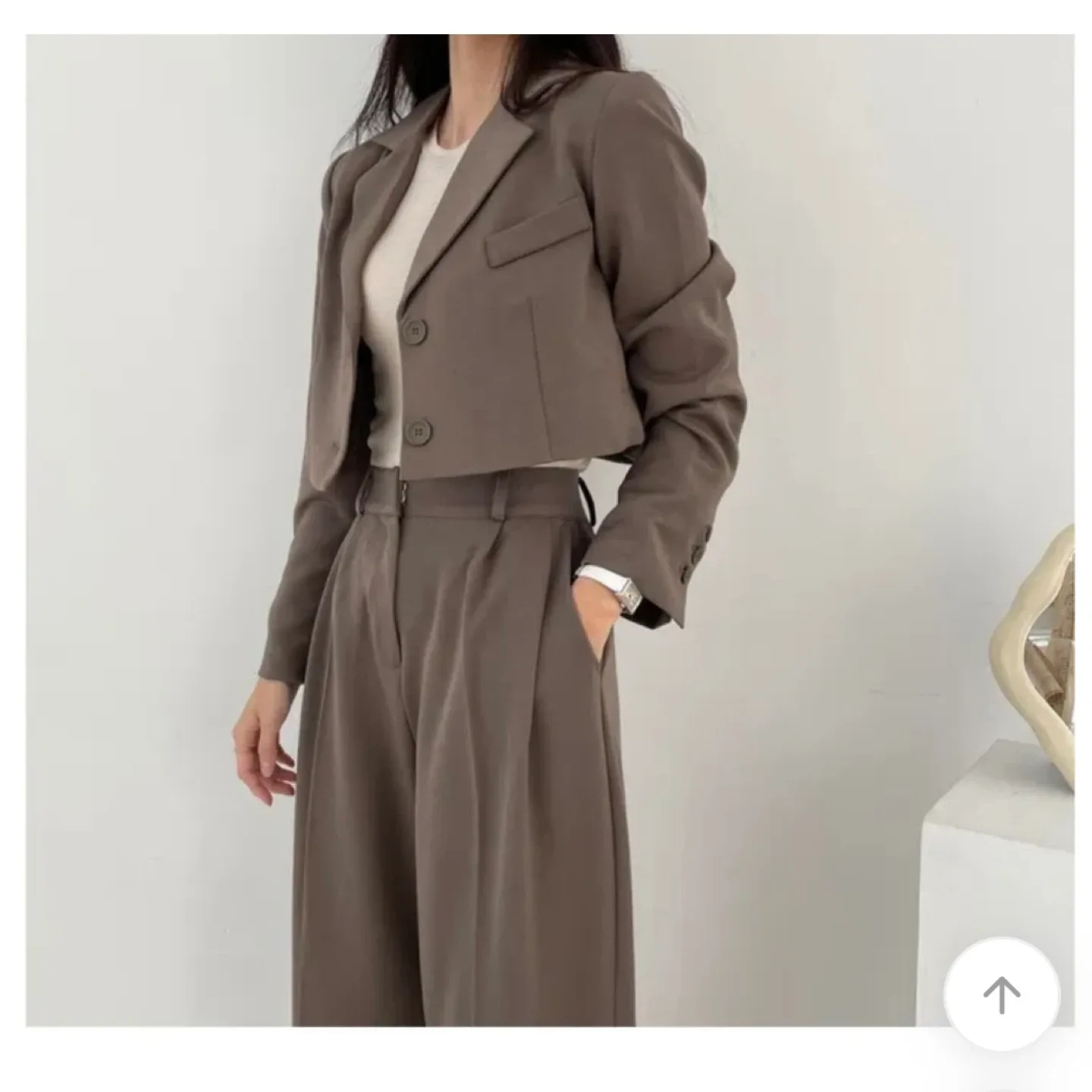 크롭 자켓 슬랙스 셋업