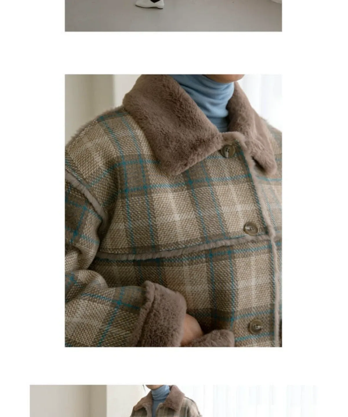 NAIN Atelier 체크 퍼 자켓 FREE (상태좋음)