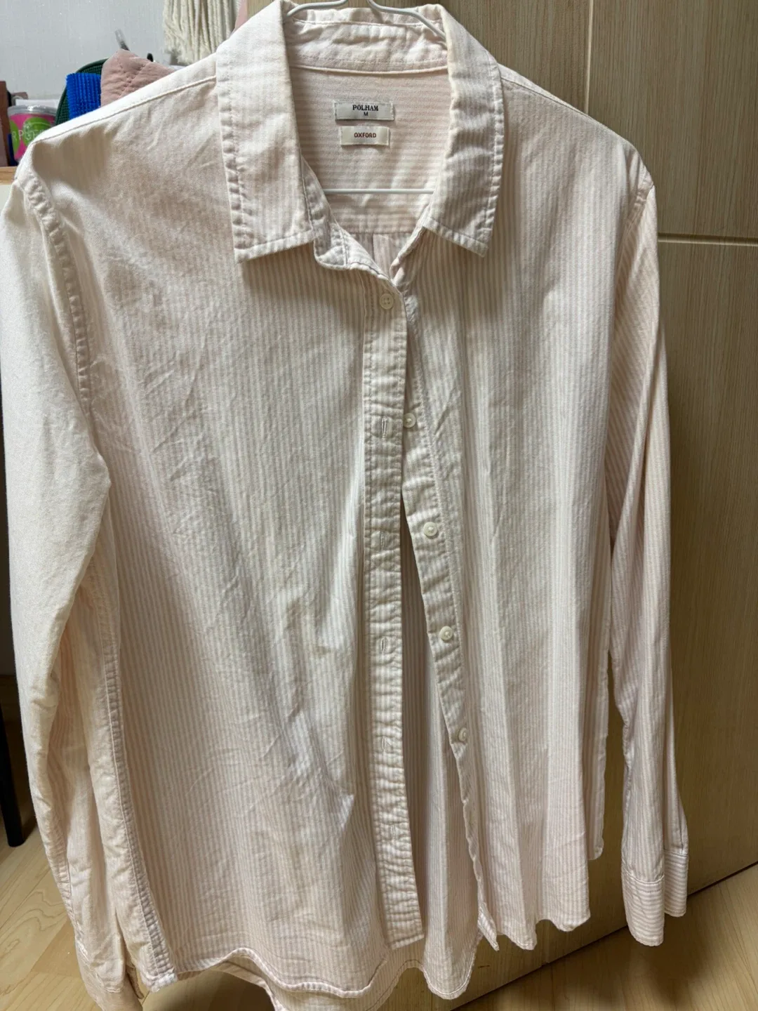 POLHAM 핑크 스트라이프 옥스포드 셔츠 M