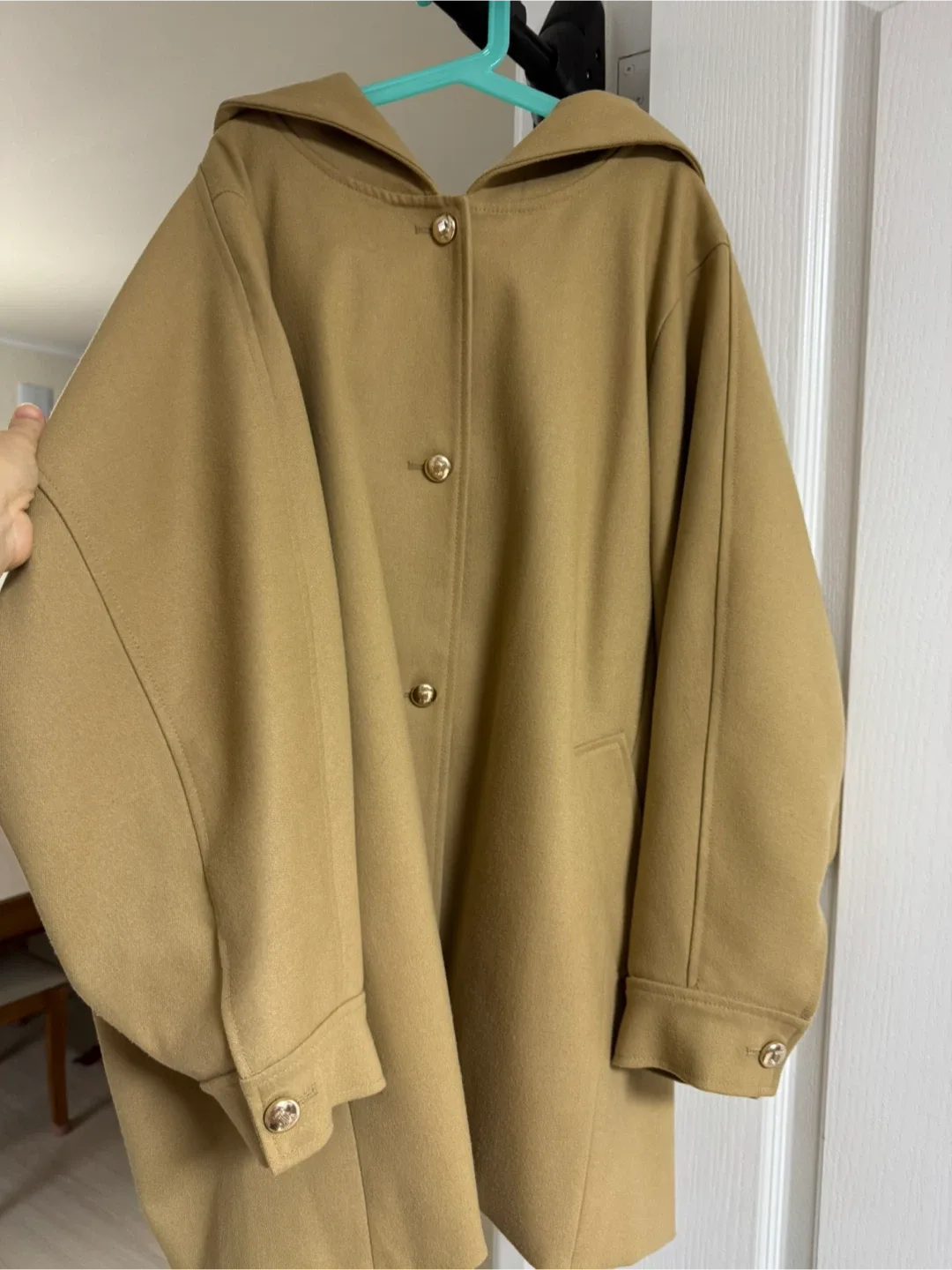 [새상품급] 랑후드 코트 카멜(오버핏)