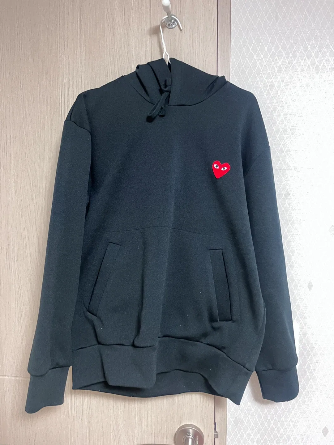 꼼데가르송 PLAY 후드티 블랙 L