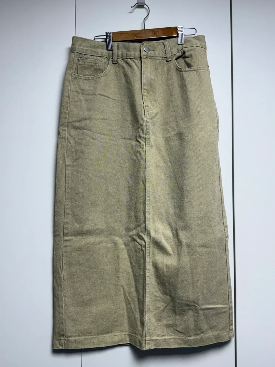 (중고)베이지 롱 면치마 XL