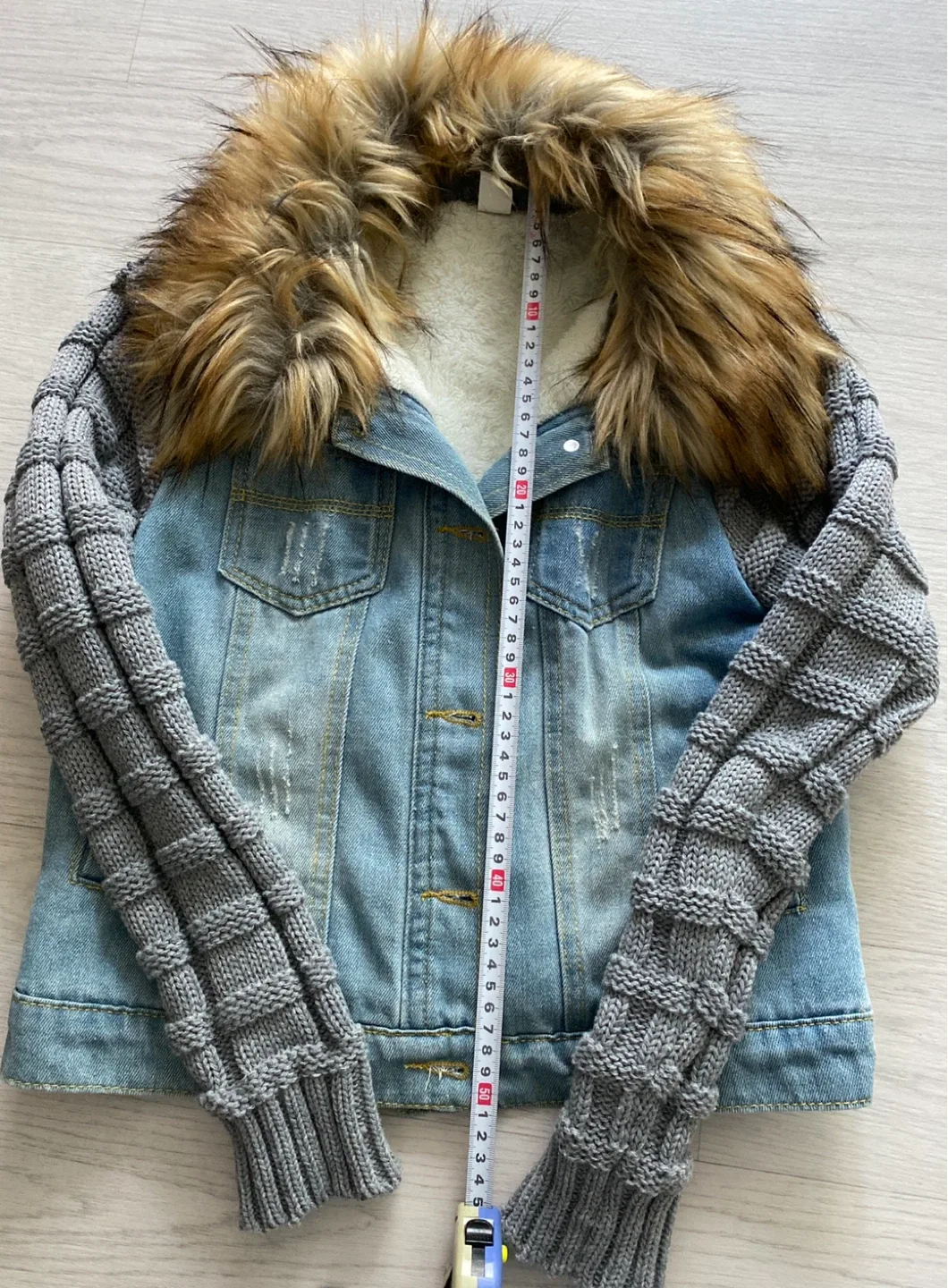 중고)데님 니트 털 자켓