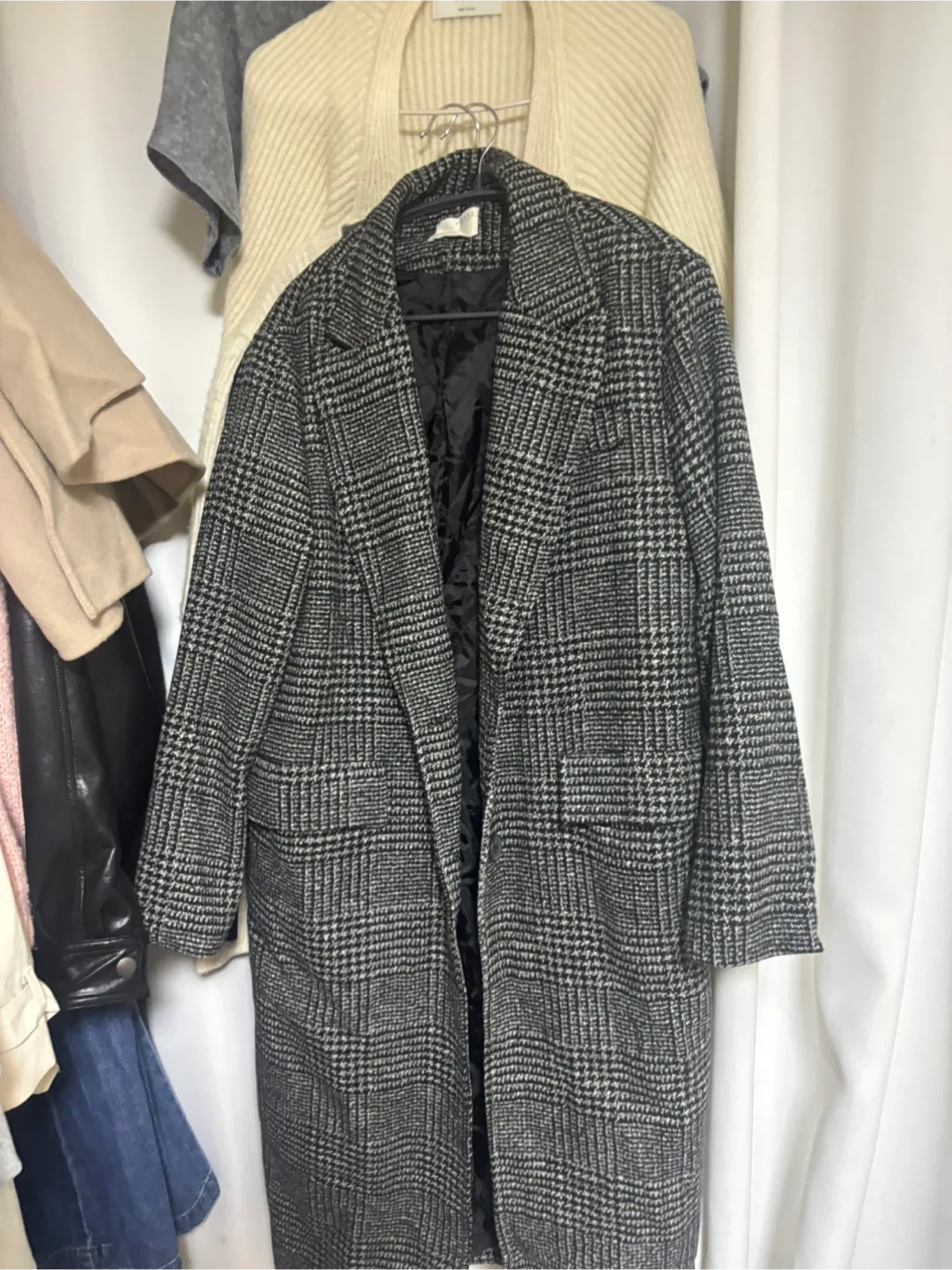 체크 롱 코트 중고