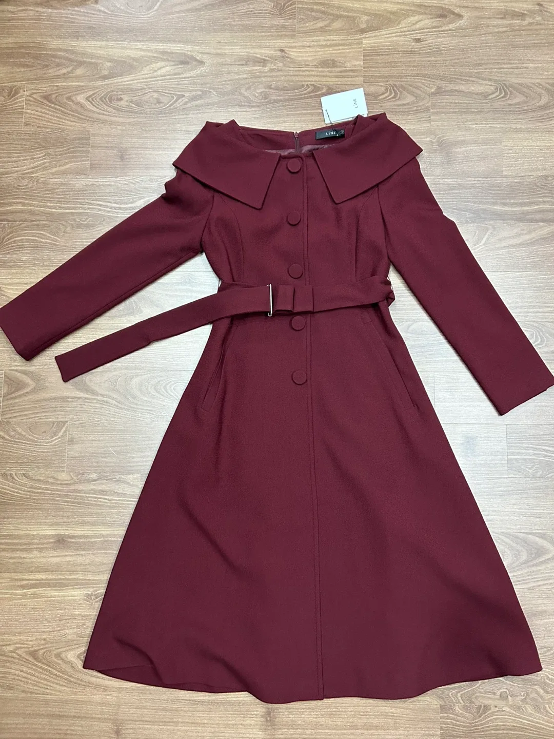 LINE 라인 버건디 원피스 코트 55 새상품
