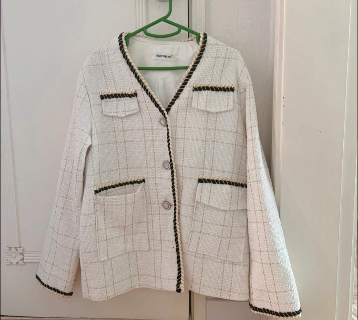 화이트 트위드 자켓 L~XL 중고