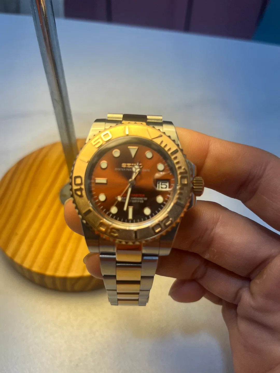 세이코 요트마스터 MOD 콤비 오토매틱 시계 37mm