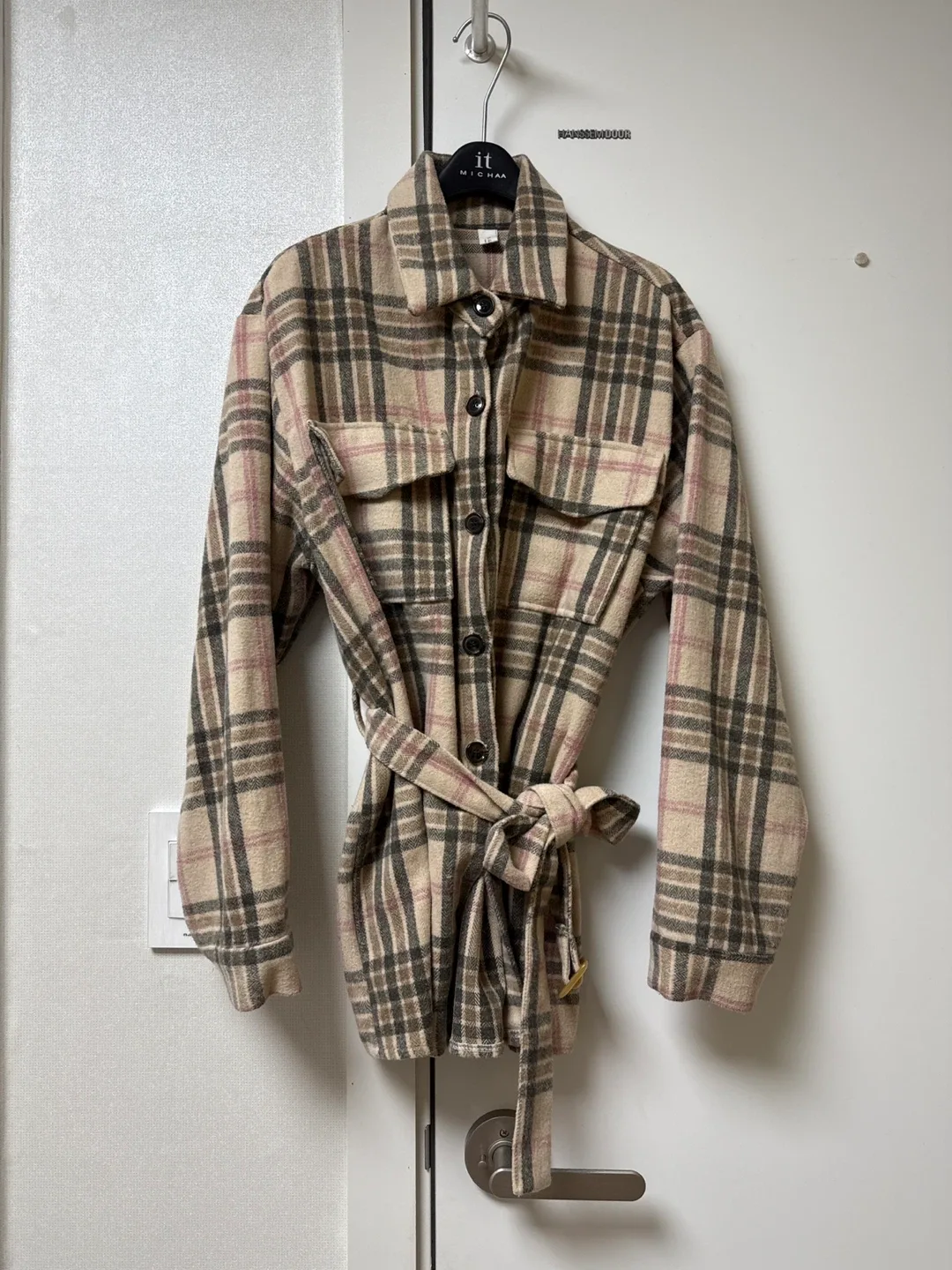 💡체크 셔츠형 자켓