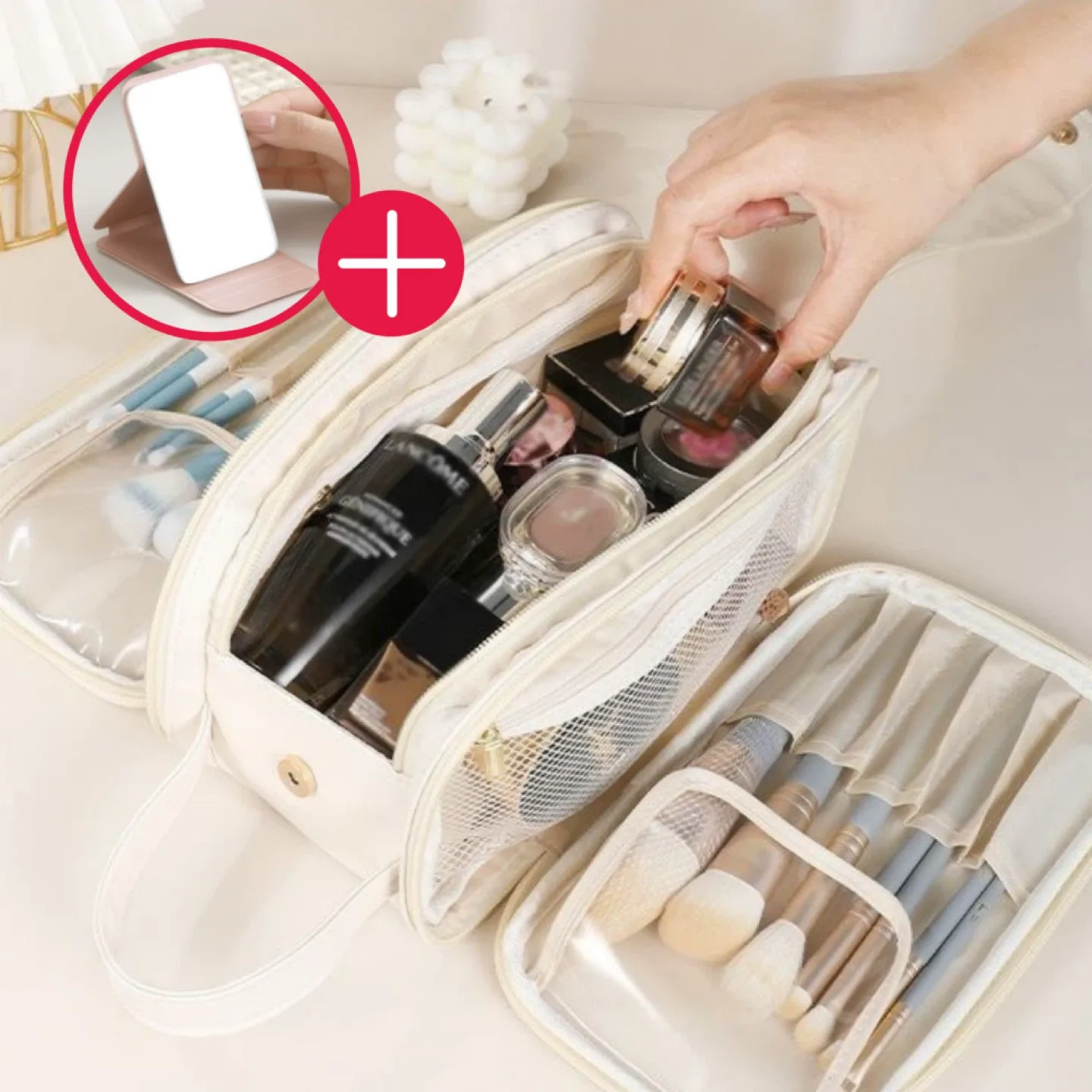 라누아 아이보리 대용량 화장품 파우치