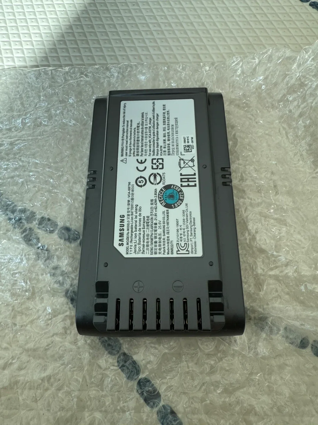 방전된 삼성 제트 청소기 배터리 VCA-SBT90