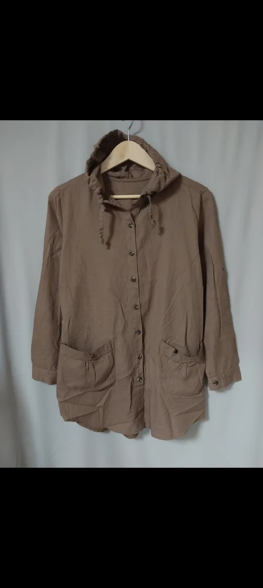 새옷  셔츠형 면 후드 점퍼  M사이즈