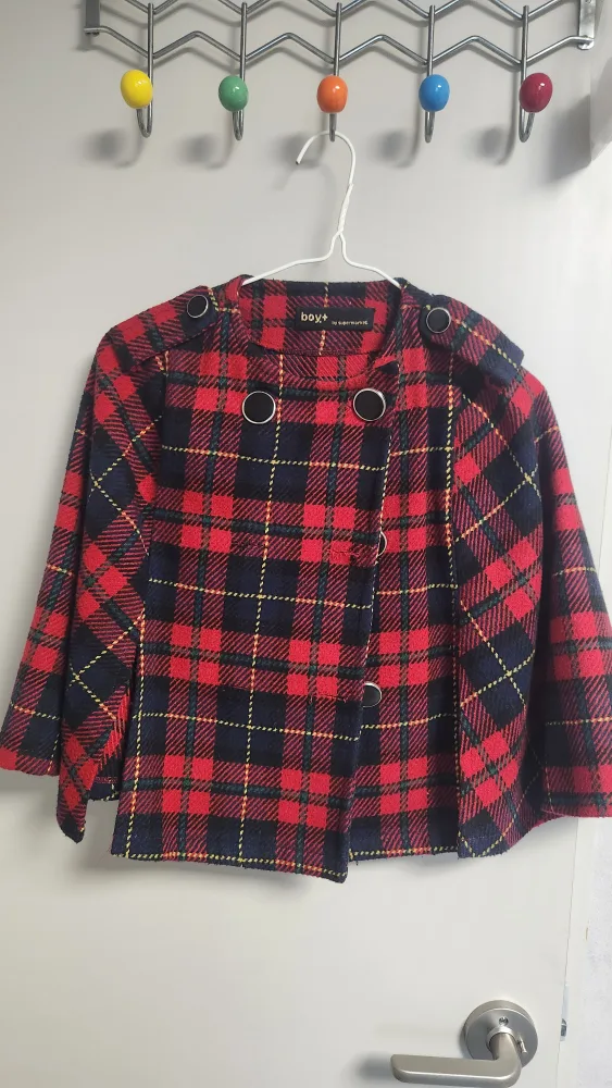 🎀boy+ 레드 체크 울 케이프 자켓