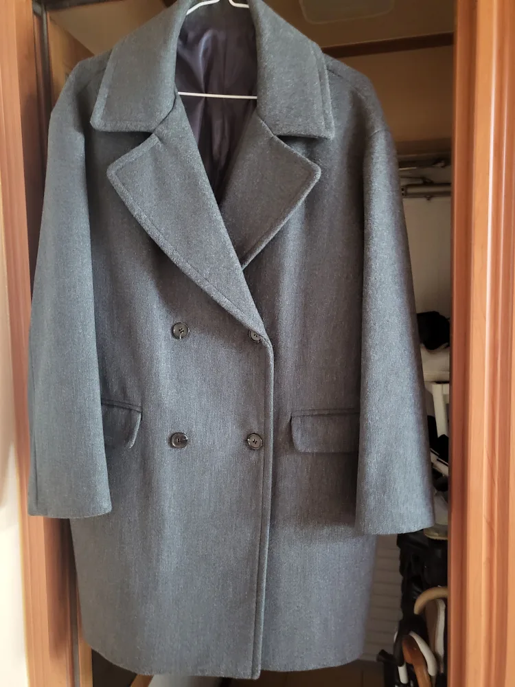 더블 버튼 코트 차콜