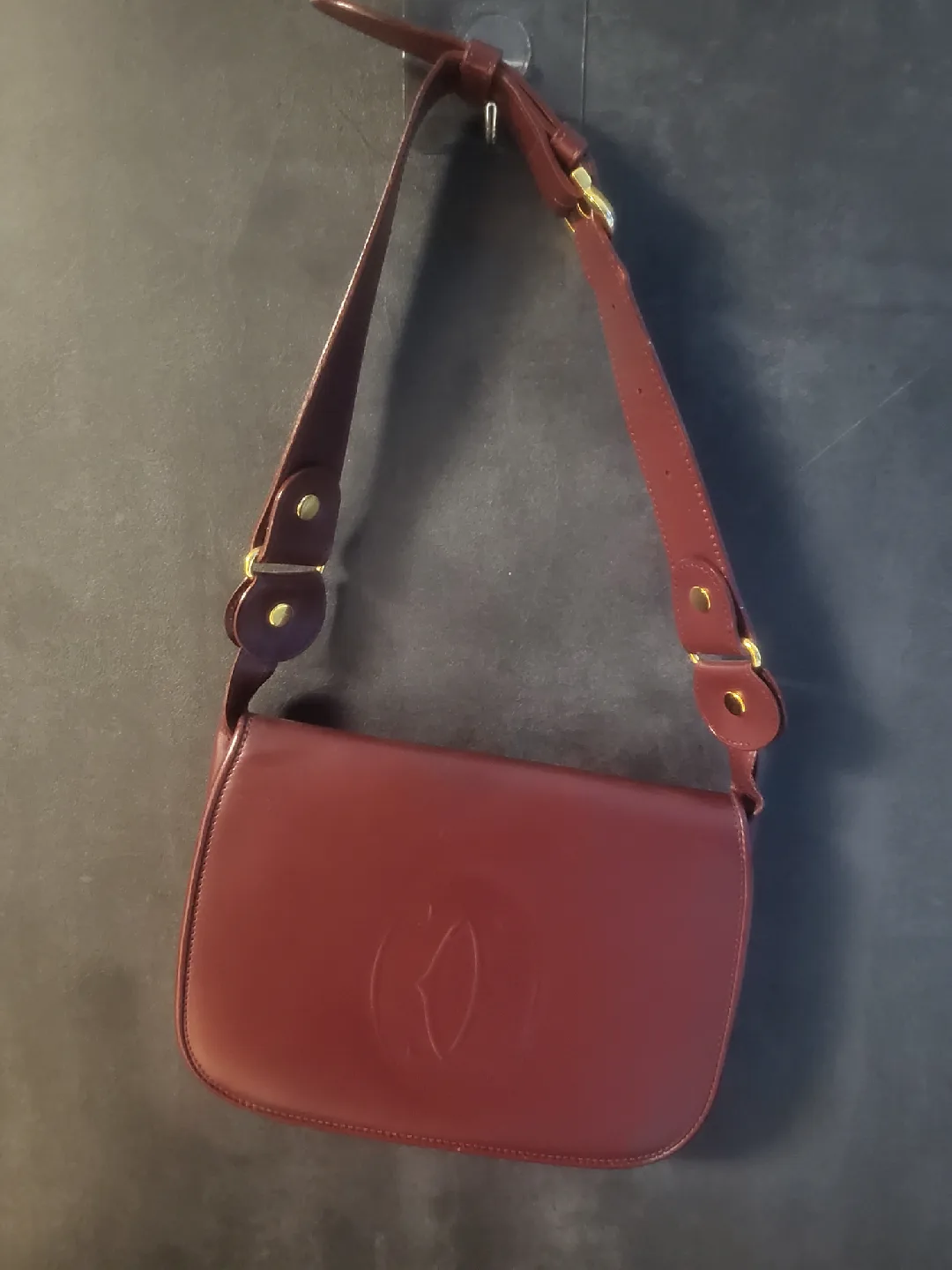 (정품중고) 까르띠에 빈티지 버건디 숄더백 보증서포함