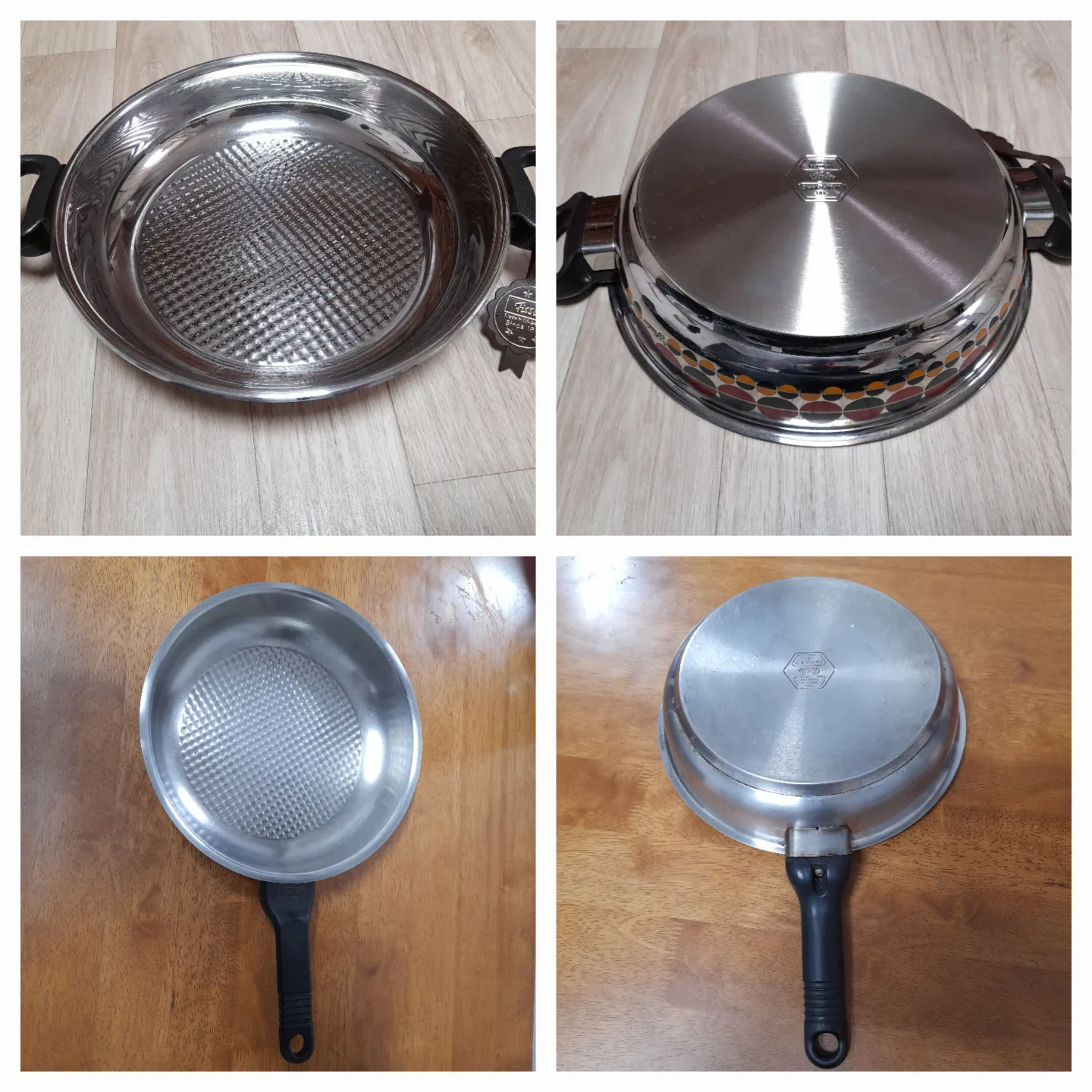 (중고)빈티지 독일 휘슬러 엠보바닥 스텐 28cm/후라이팬 손잡이균열/뚜껑없는 솔라무늬 전골팬 몸체만/개별가