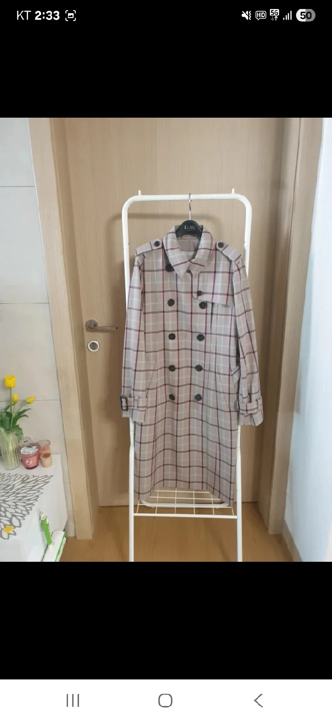 고급라인)JIGOTT 체크 트렌치코트