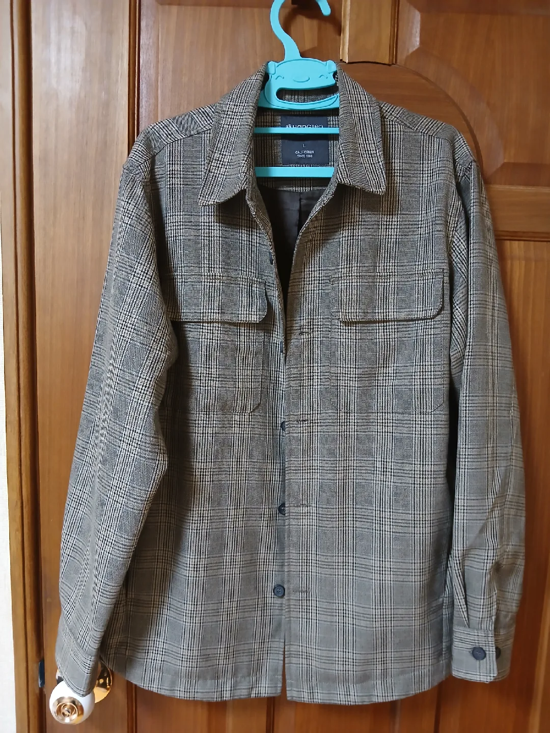 남성 체크 셔츠형 자켓 L