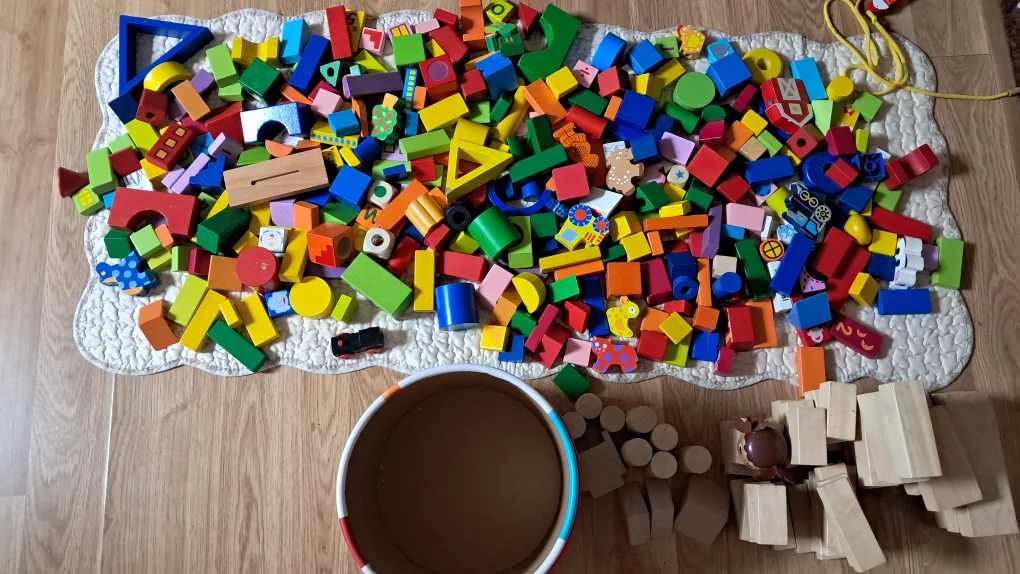 원목 나무 쌓기 블록 컬러 세트