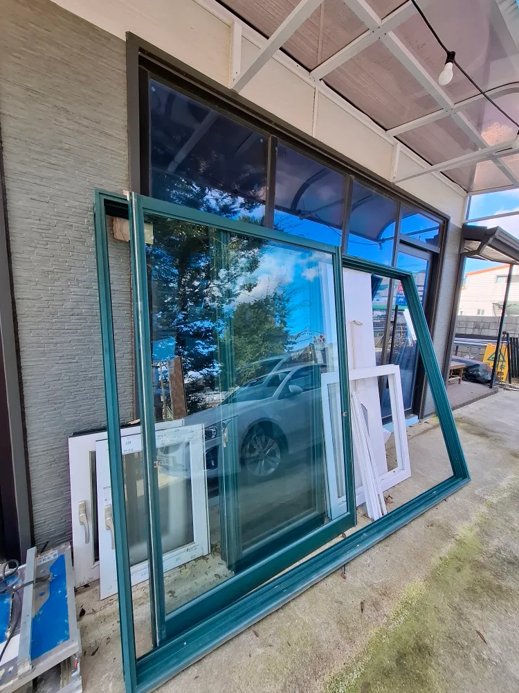 알루미늄3짝문 중고샷시