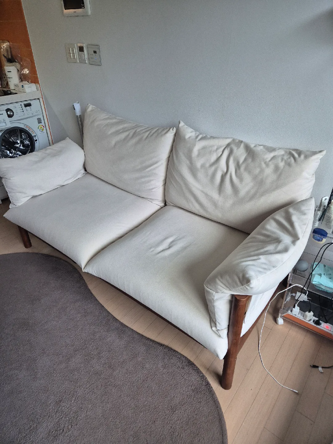 3인용 패브릭 소파 아이보리 중고판매