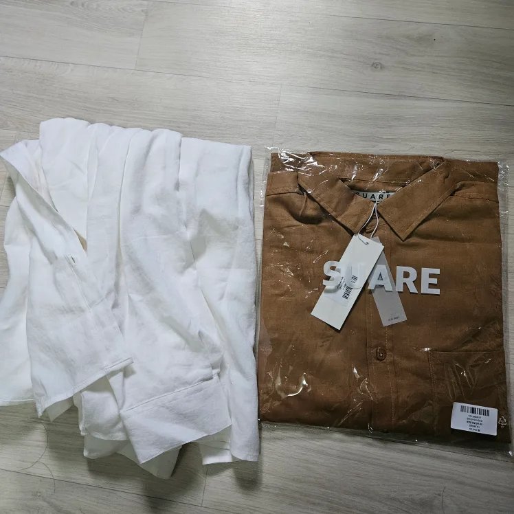 SQUARE 린넨 셔츠 브라운 L 새상품 + 화이트 중고