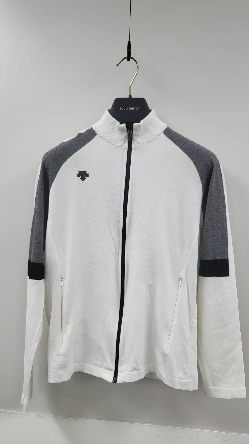 데상트 화이트 져지 집업 자켓(중고) 100사이즈