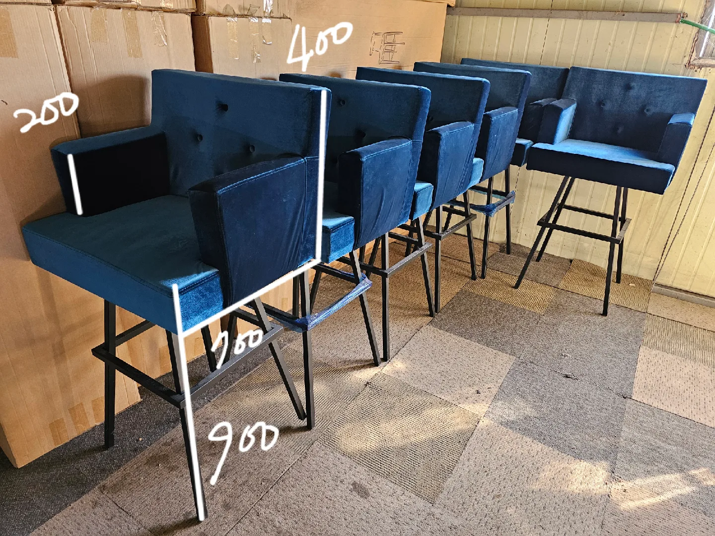 블루 벨벳 바 스툴 바텐의자 인테리어의자 카페의자 중고