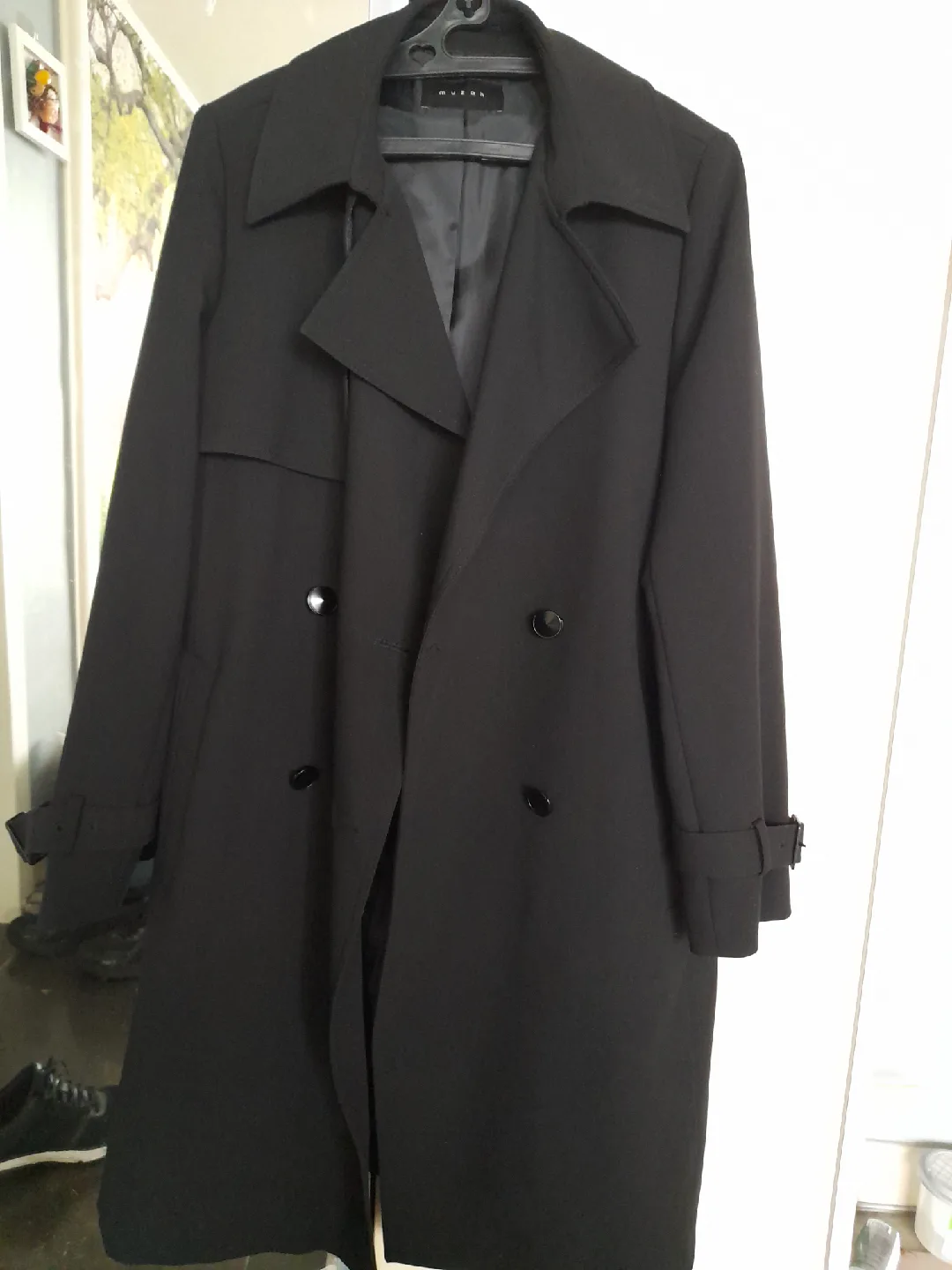 뮤작 블랙 트렌치코트 FREE