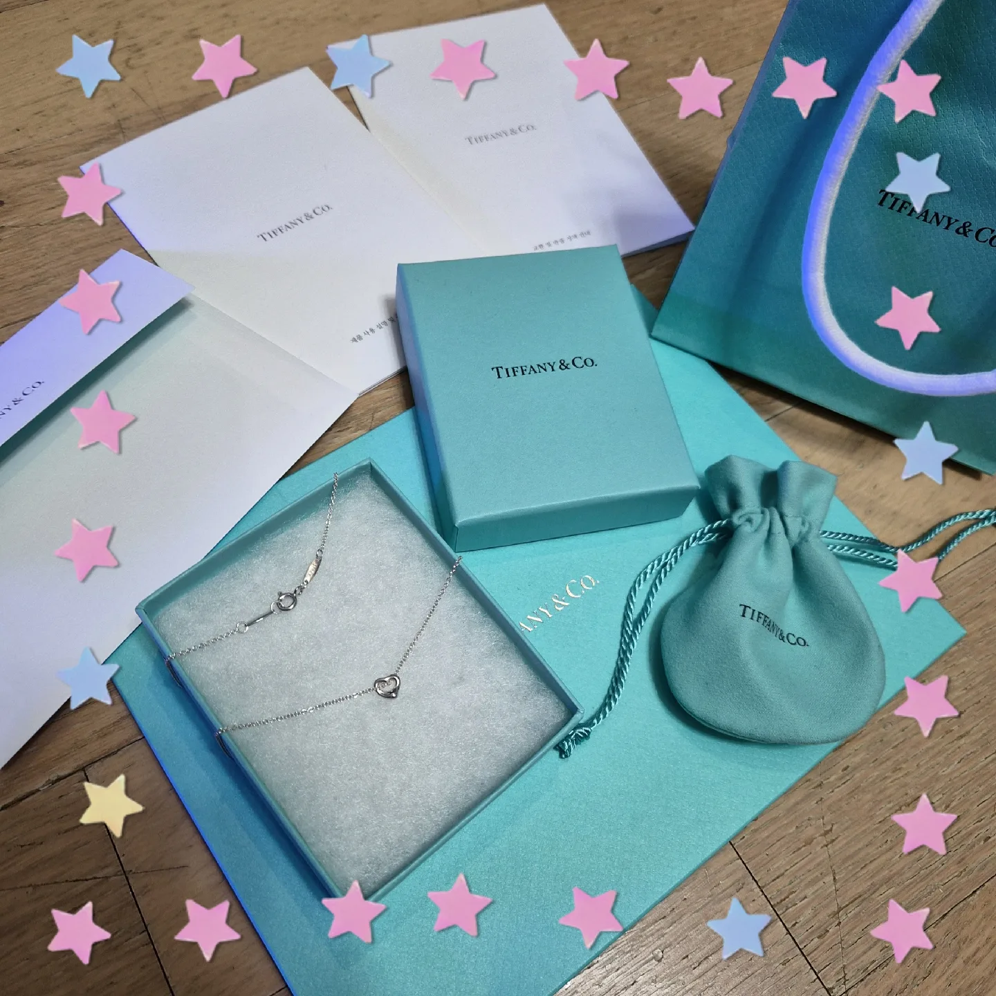 티파니 오픈하트 7mm 목걸이