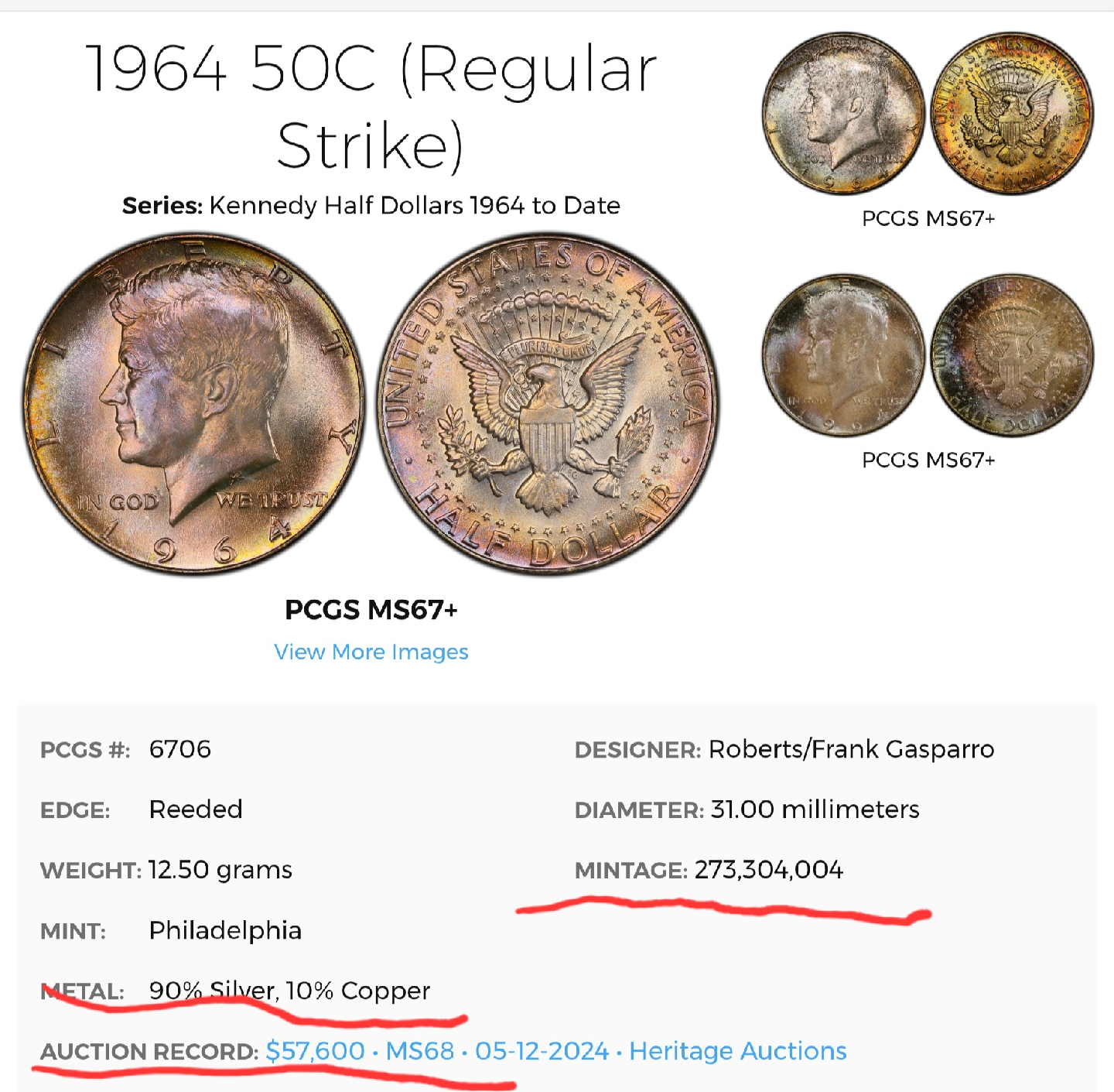 실버90 단1회 발행동전 미국주화 케네디 하프달러 1964 에러포함