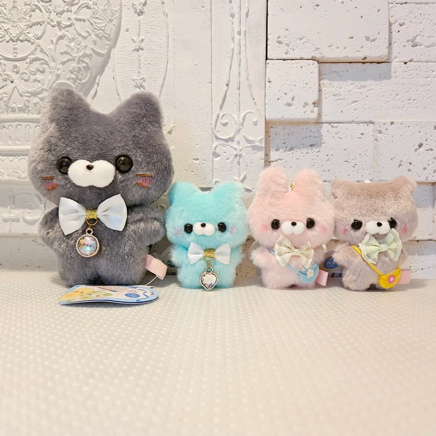 스쿳토탓치상 고양이 토끼  볼체인 키링 가방고리 동물 인형 민트