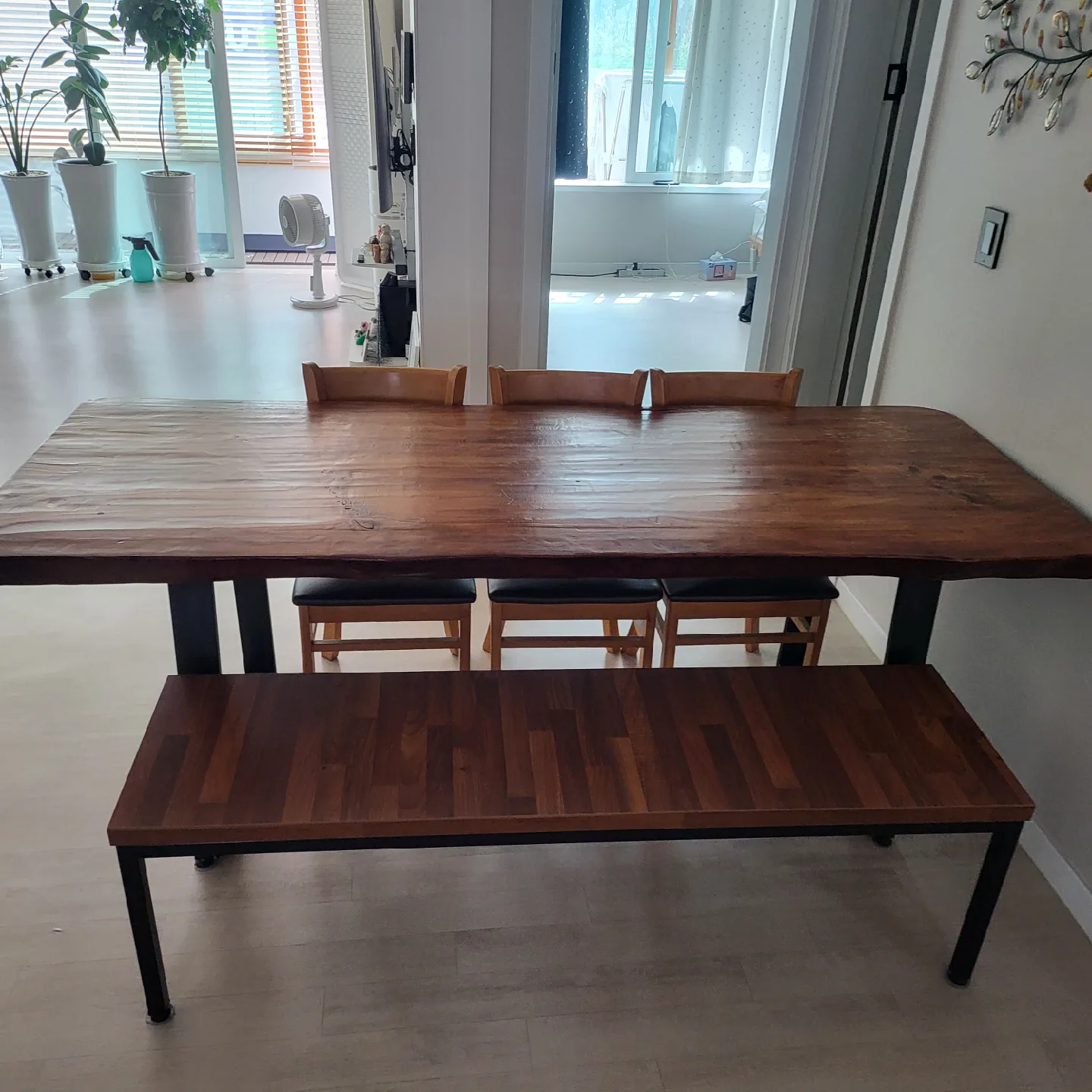 우드슬랩 원목 식탁 벤치 세트 중고판매