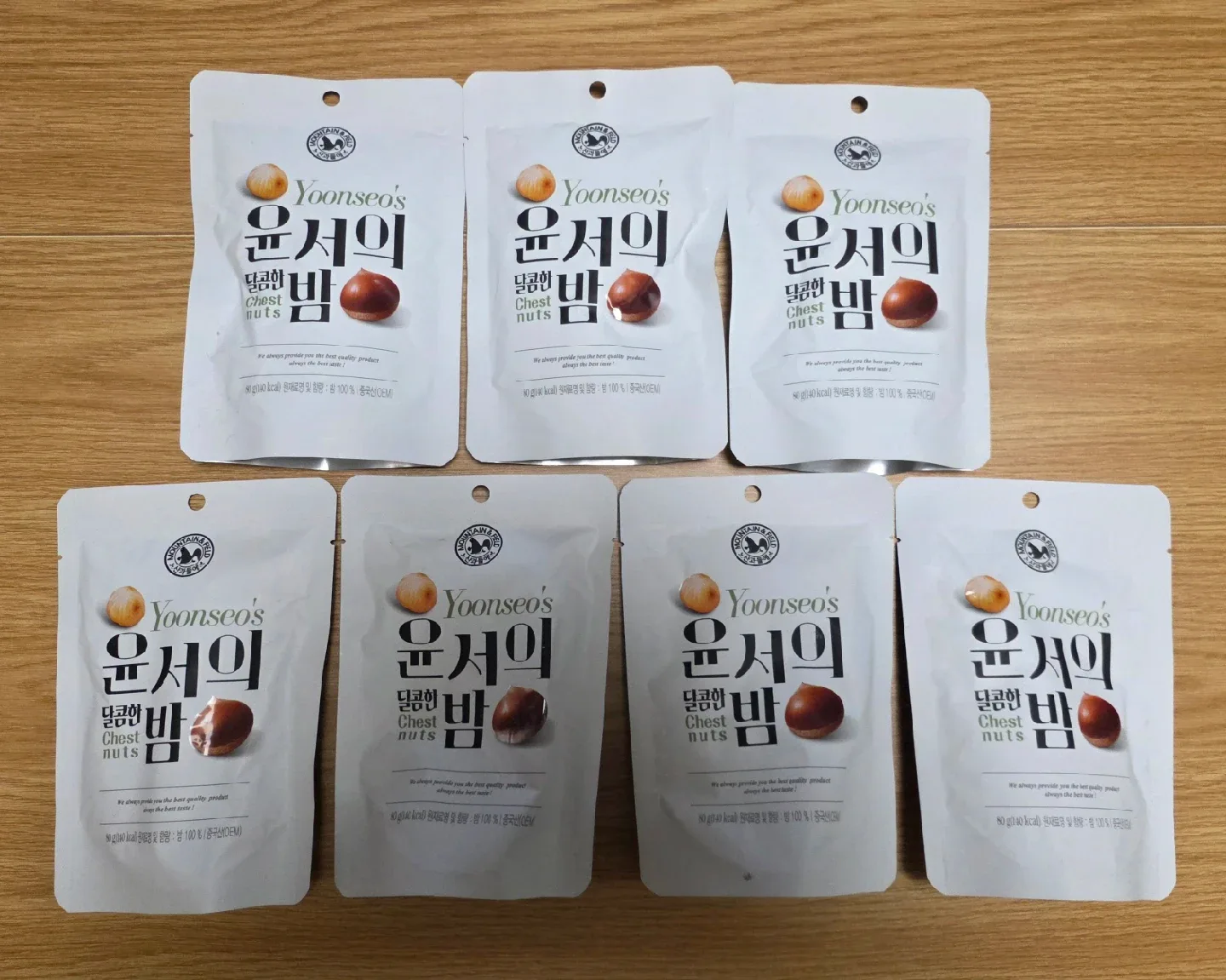 [간식] 윤서의 달콤한 밤 80g짜리 (7개 일괄)로 판매합니다!! 이 제품 작은봉지 아닙니다 ^_^