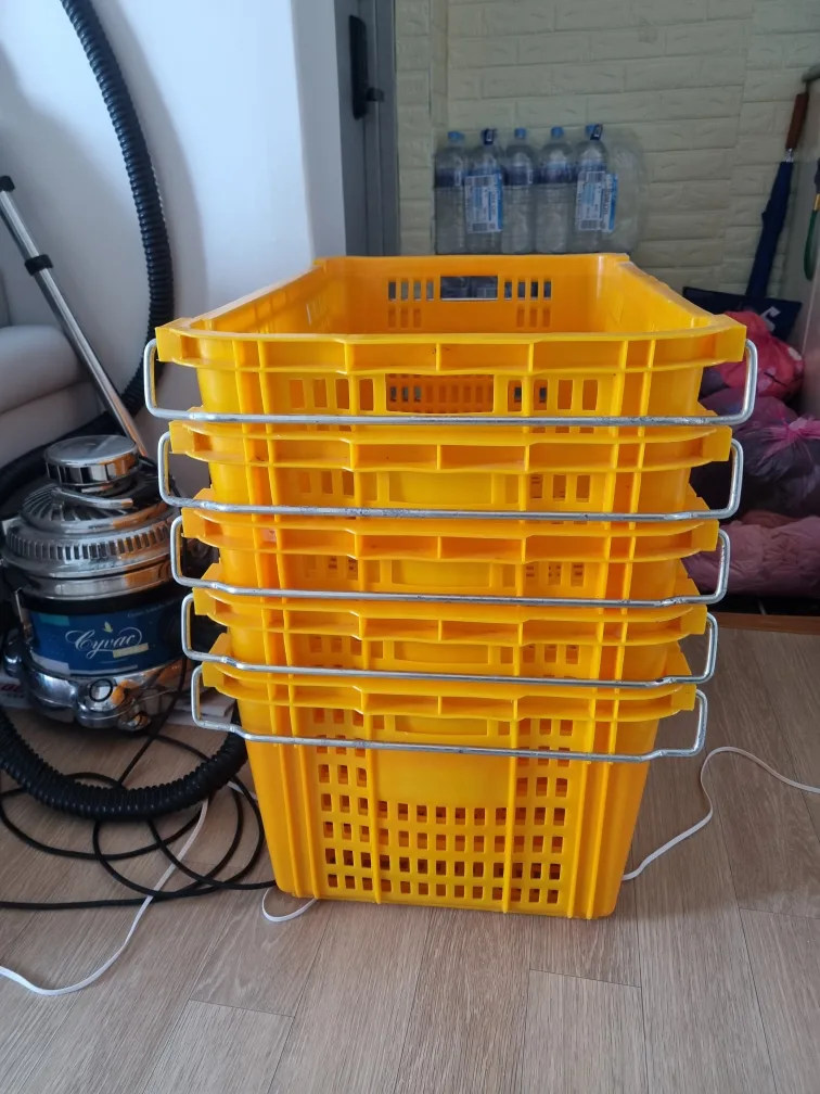 노란 이삿짐 바구니 5개 + 회색 이삿짐 박스