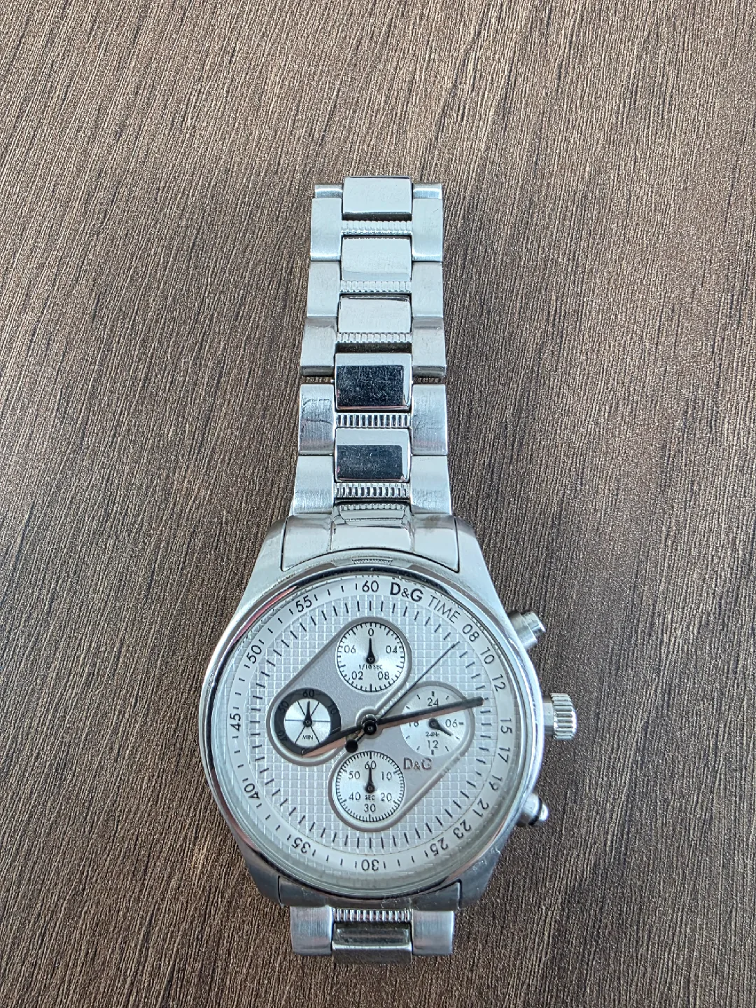D&G Time 남성 메탈 크로노그래프 시계