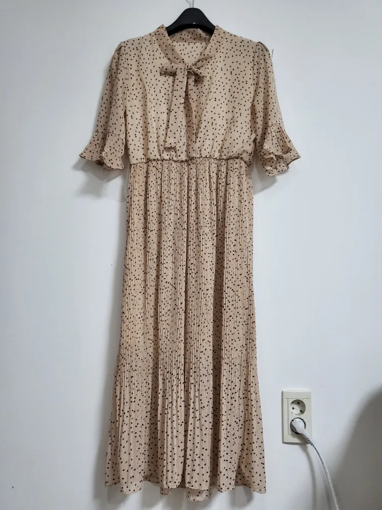 땡땡이 리본 롱 원피스