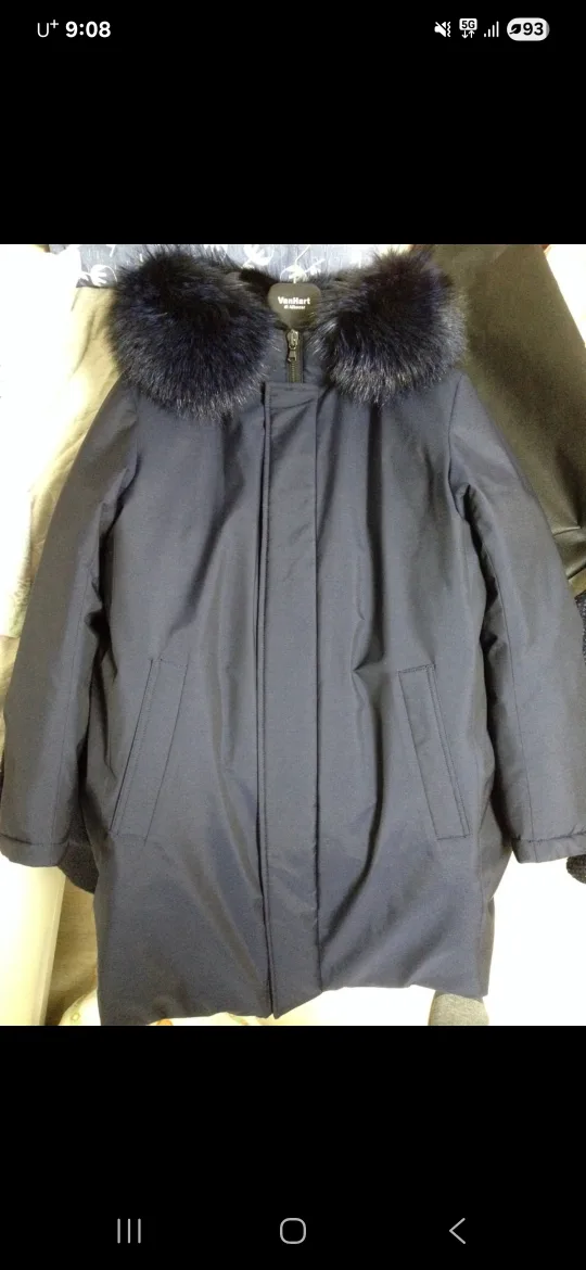 반하트 다크네이비 밍크 폭스퍼 패딩 110 중고