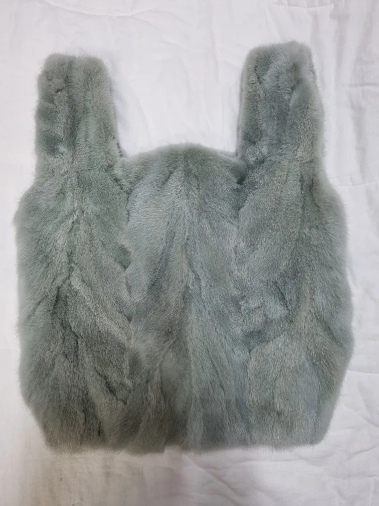 밍크가방 A+G 민트색 페이크 퍼 토트백