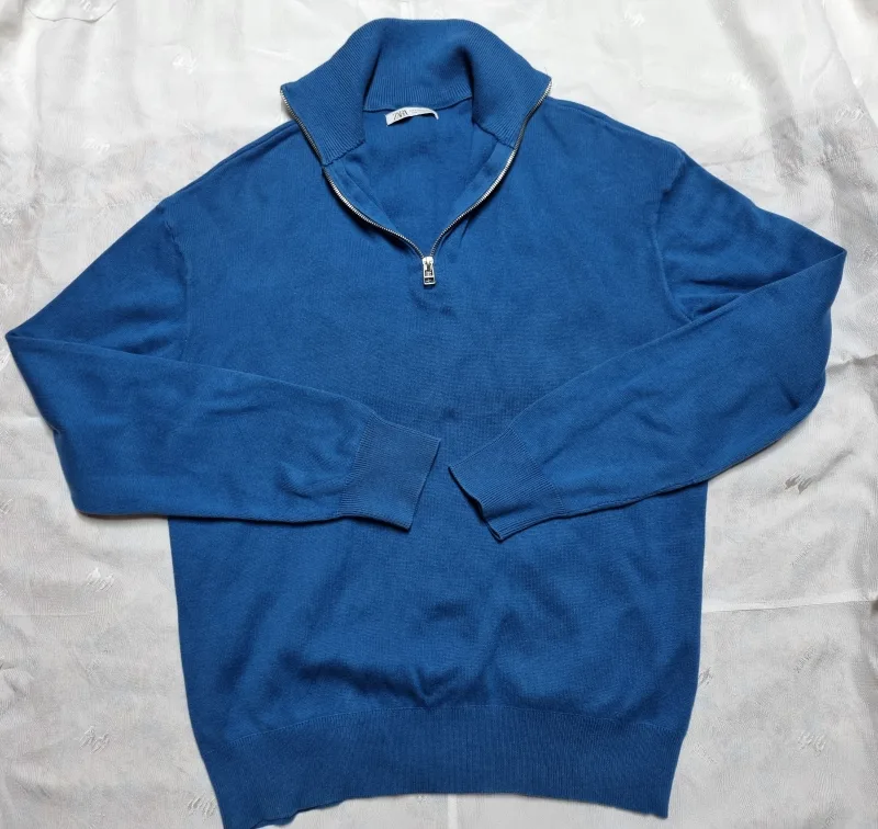 ZARA 남성 블루 하프집업 니트 M