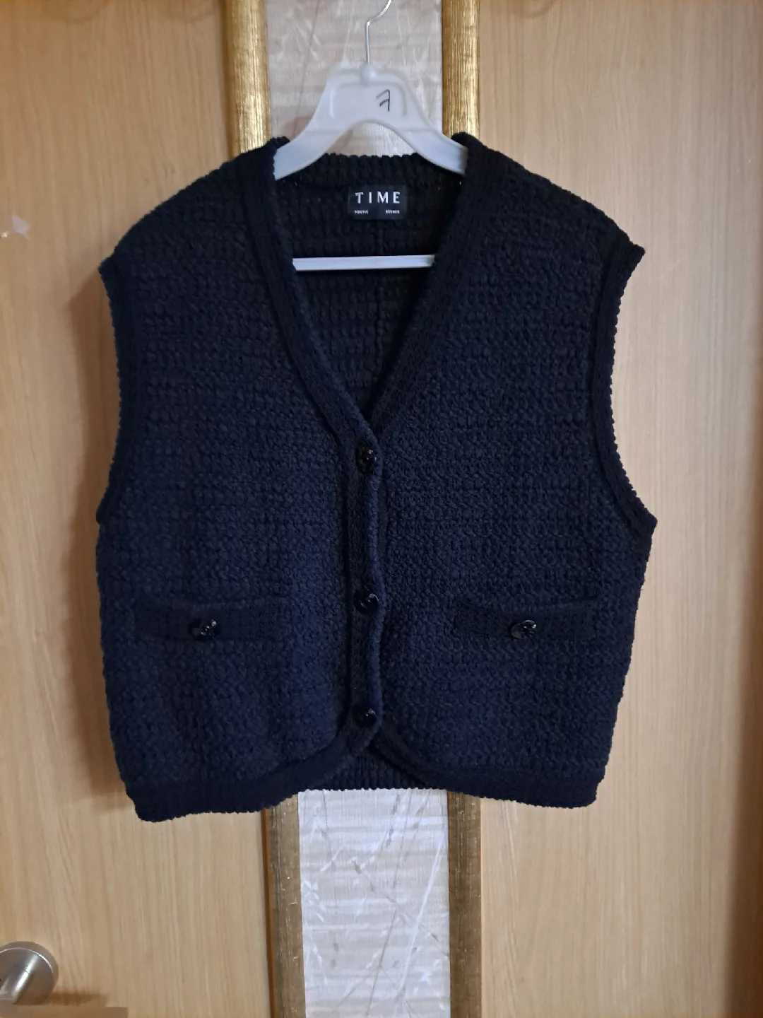 타임 여성 블랙 니트 조끼 F사이즈