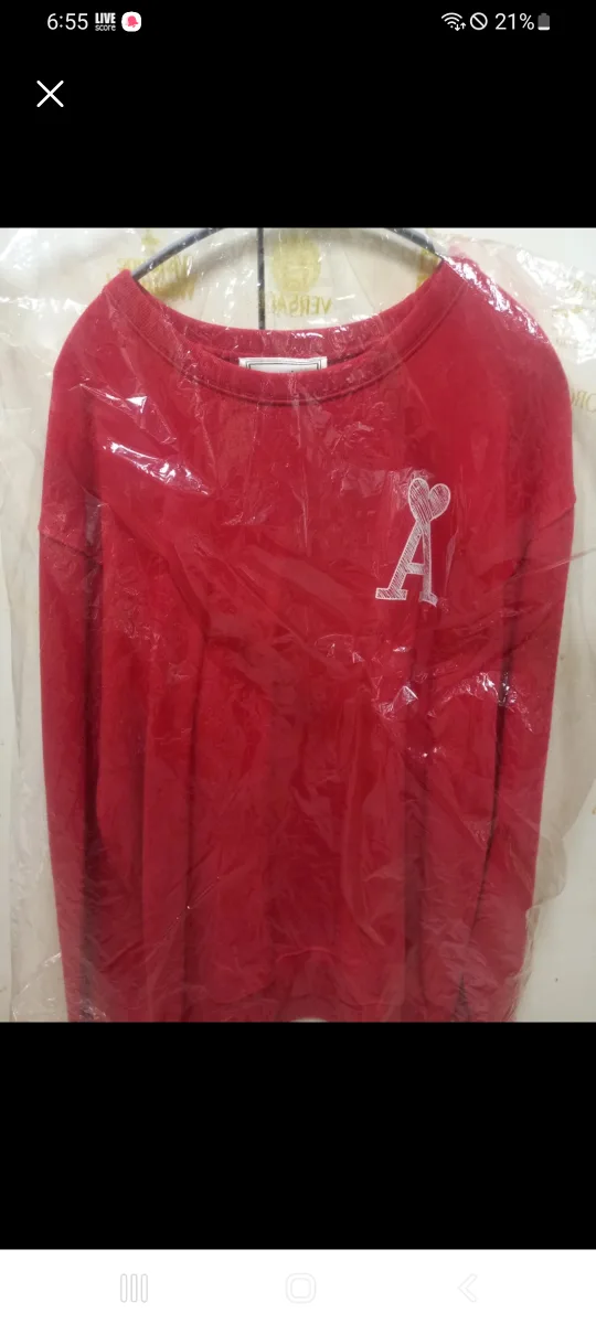 아미 레드 A 로고 오버핏 맨투맨