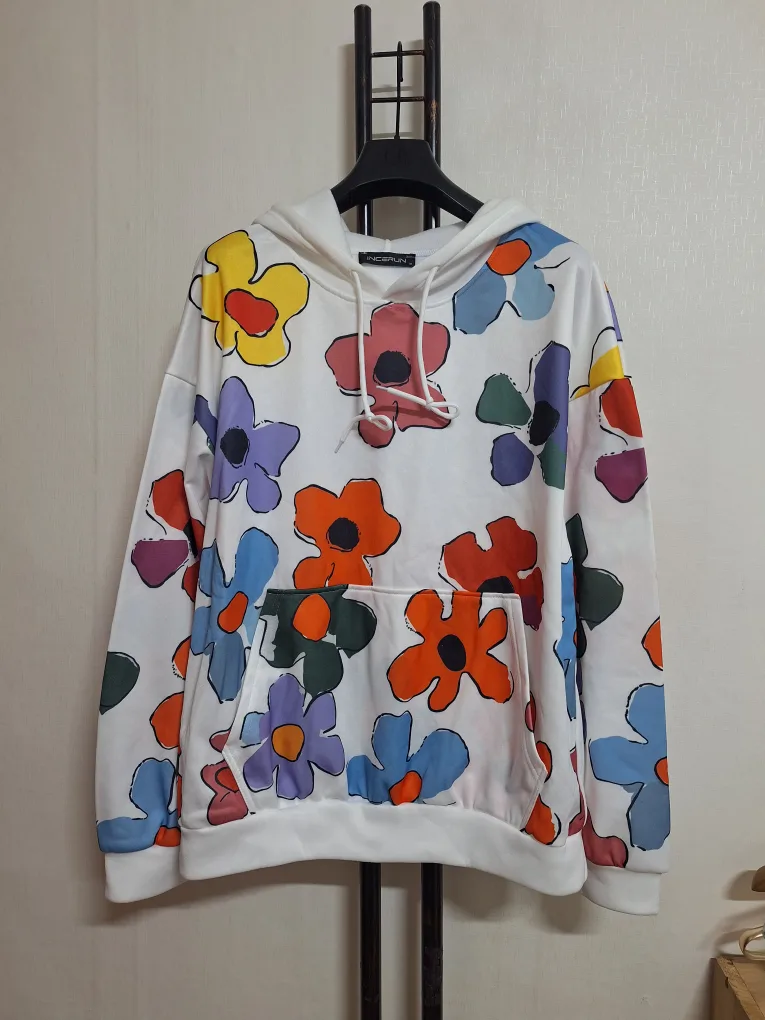 *INCERUN 플라워 포켓 기모 후드티M(새상품)
