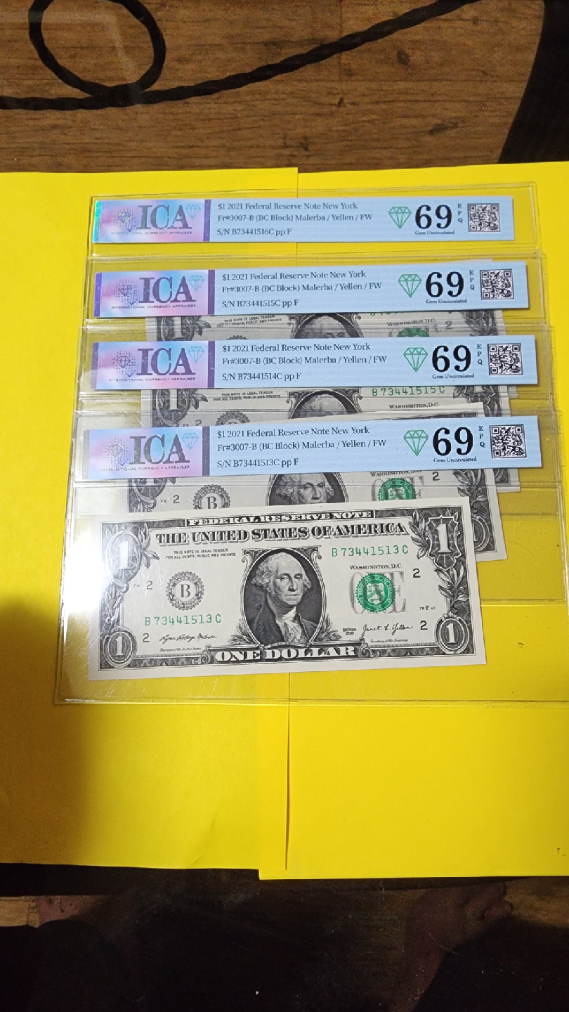 수집용 2021 미국 1달러 지폐 ICA 69