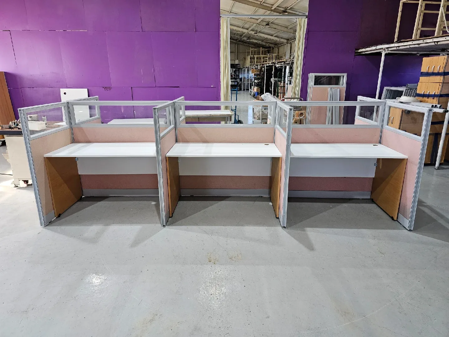 사무용 유리 책상 6개 세트  중고