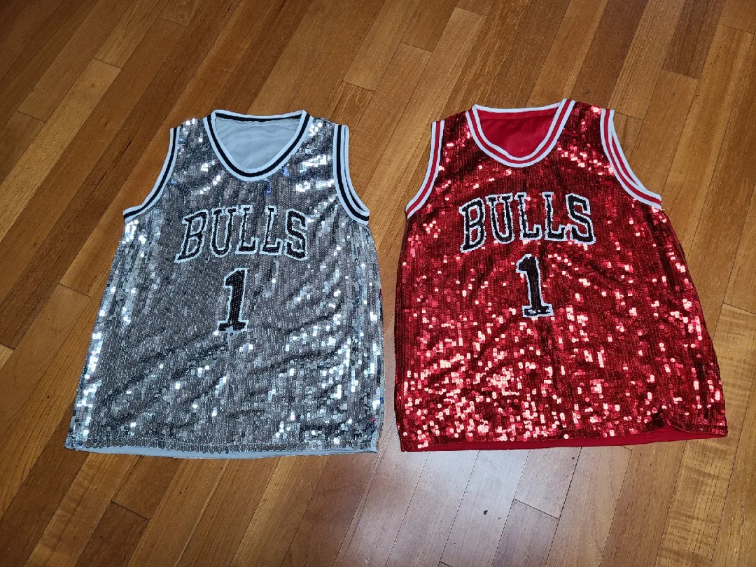 스팽글 댄스복 (레드/실버) 2장 일괄