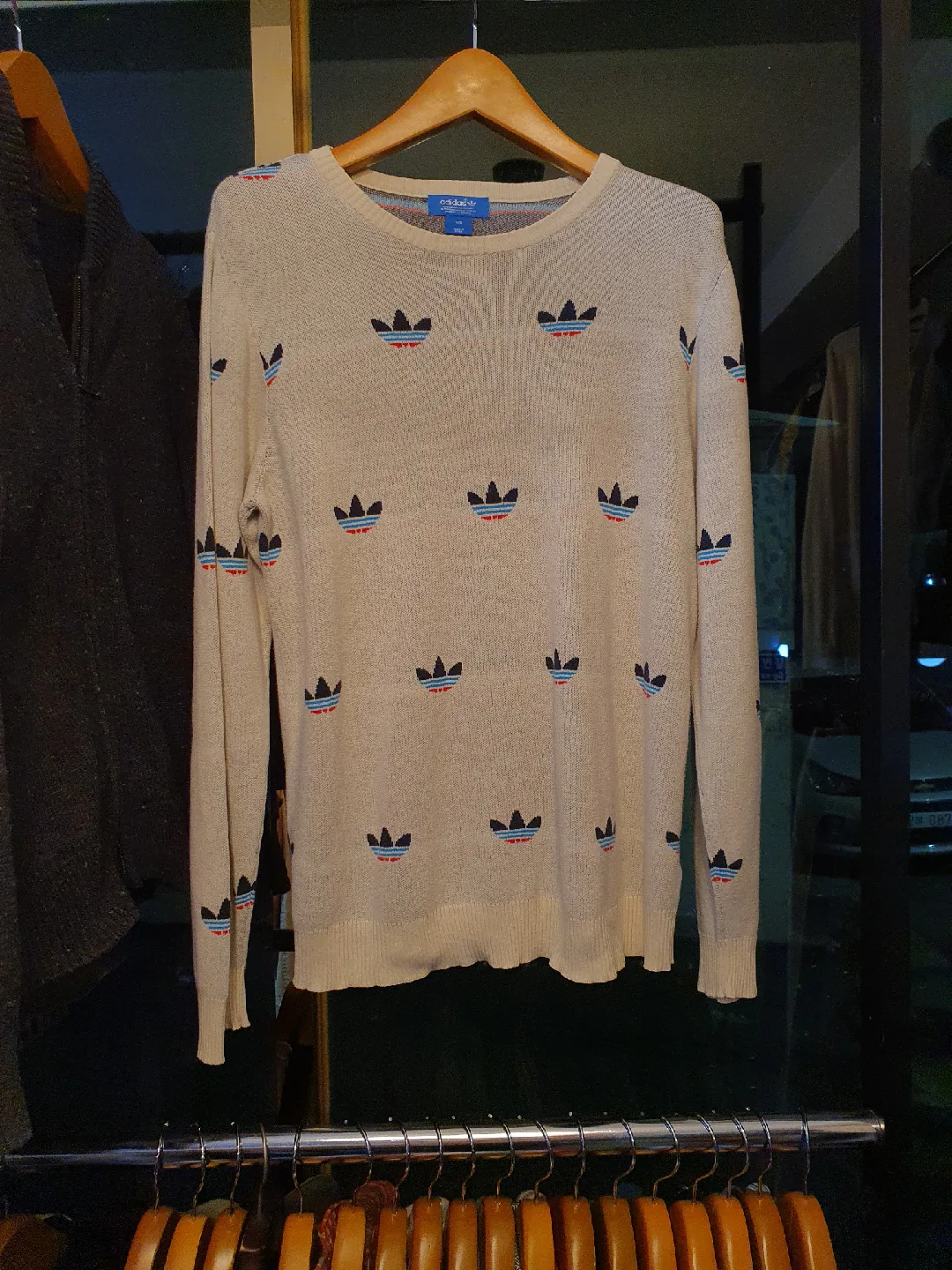 아디다스 시그니처 파이어버드 로고 풀오버 니트 105사이즈